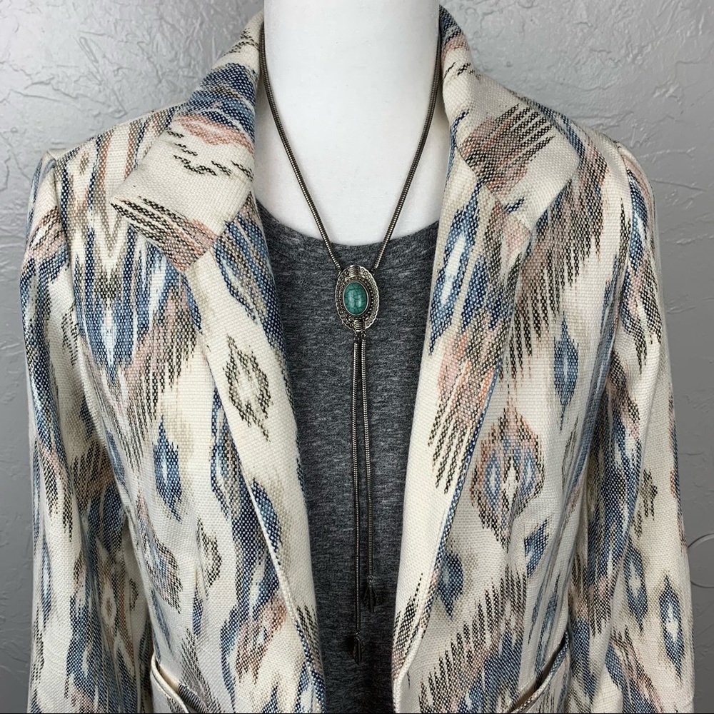 Chico’s Aztec Boho Western woven ikat open front Blazer 0 or Sm - Picture 2 of 9